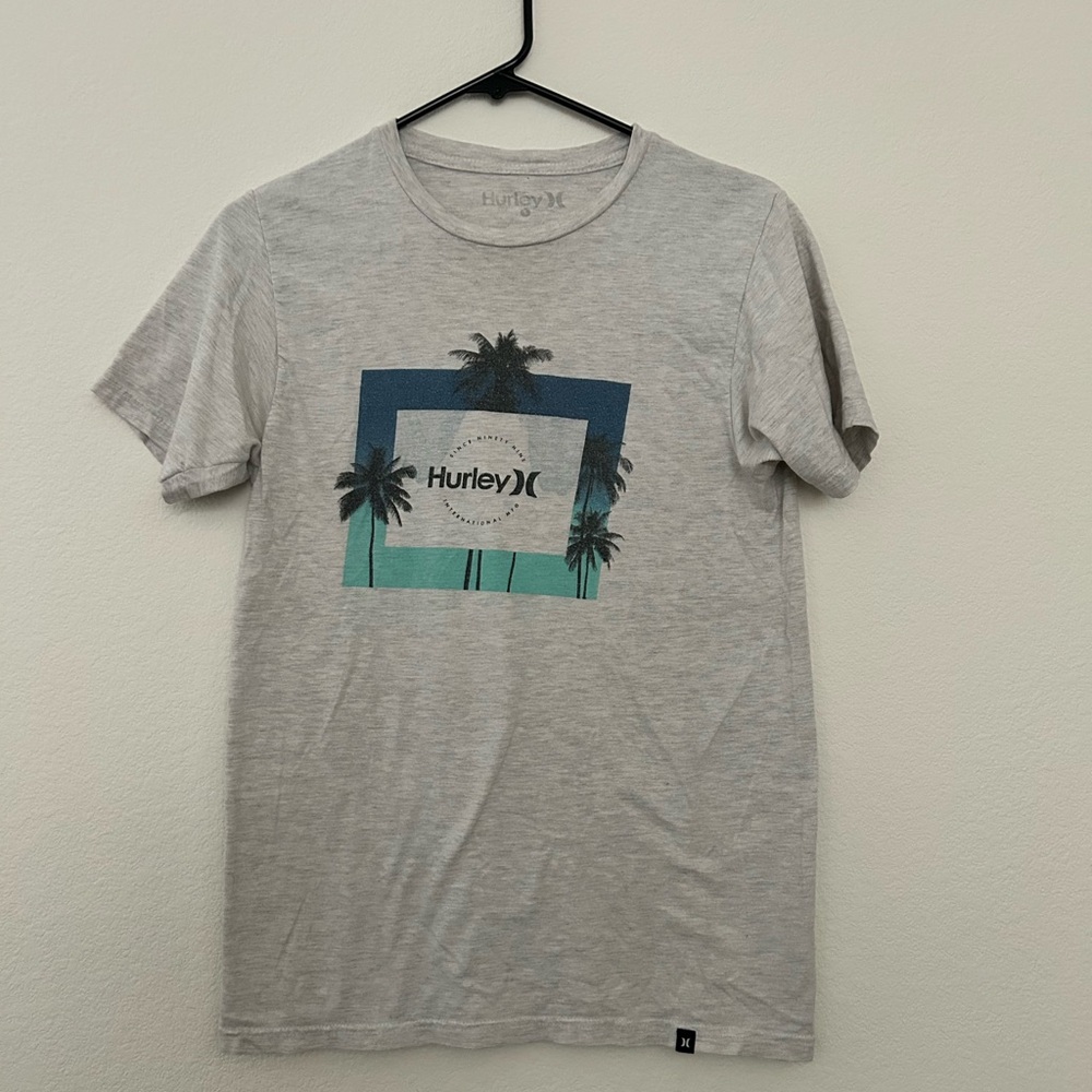 Hurley Light Gray Palm Tree Graphic Tee